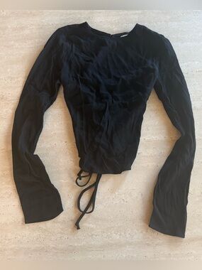 Reformation black tie up long sleeve top size XS